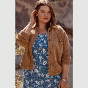 J Jill Women Textured Corduroy Jacket in Vicuna Size M